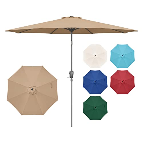 YSSOA Sombrilla para Patio de 9 pies, Mesa para Exteriores, sombrilla para Patio con 8 Varillas Resistentes, T