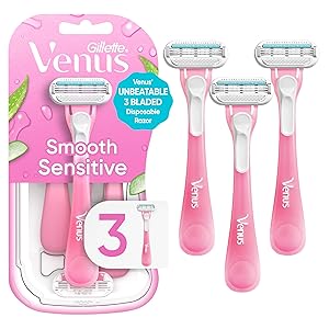 Maquinillas de afeitar desechables para mujer Gillette Venus Sensitive - Paquete individual de 3 maquinillas de afeitar