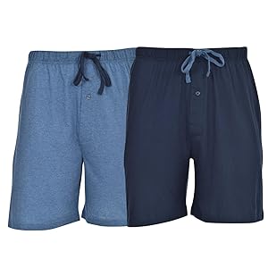 Hanes Paquete de 2 pantalones cortos de punto para hombre, azul champán jaspeado/profundidad azul, XXL