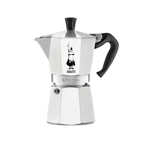 Bialetti Moka Express Iconic Italian Stovetop Espresso Maker (Plata natural, 6