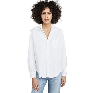 Frank & Eileen Eileen Tattered Camisa Vaquera para Mujer, Blanco, S