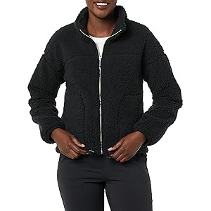 Amazon Essentials Chaqueta de forro polar de manga larga con cremallera y forro Sherpa para mujer con Sta