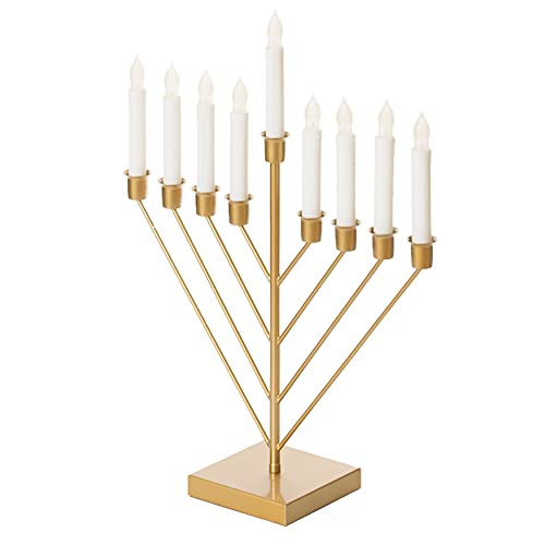 Menorá eléctrica de Jabad Judaica Janucá de nueve ramas con diseño de vela LED Cand