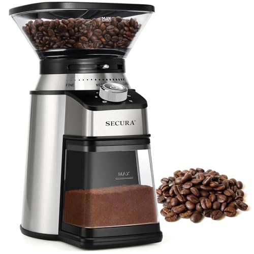 Molinillo de café eléctrico de fresa cónica Secura con 17 precisión