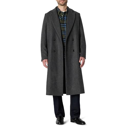Amazon Essentials Abrigo largo de mezcla de lana con doble botonadura y ajuste regular para hombre,