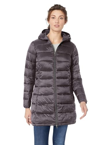 Amazon Essentials Chaqueta acolchada con capucha, ligera, resistente al agua y plegable para mujer