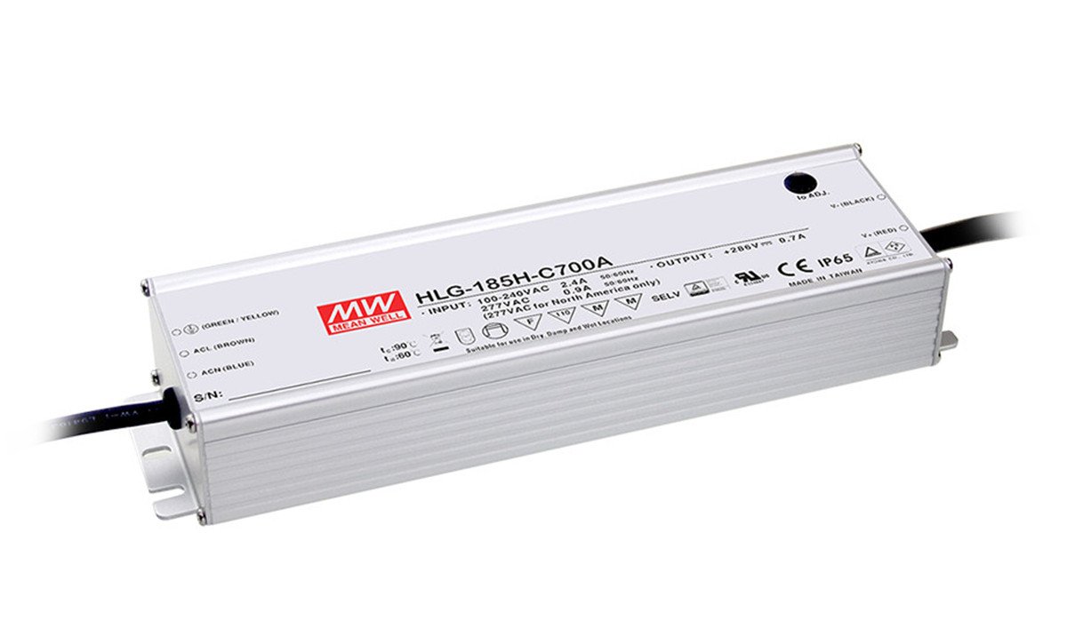 Mean Well HLG-185H-C1400B Fuente de alimentación, salida única, LED, 200 W, 1,5" H x 2,7"