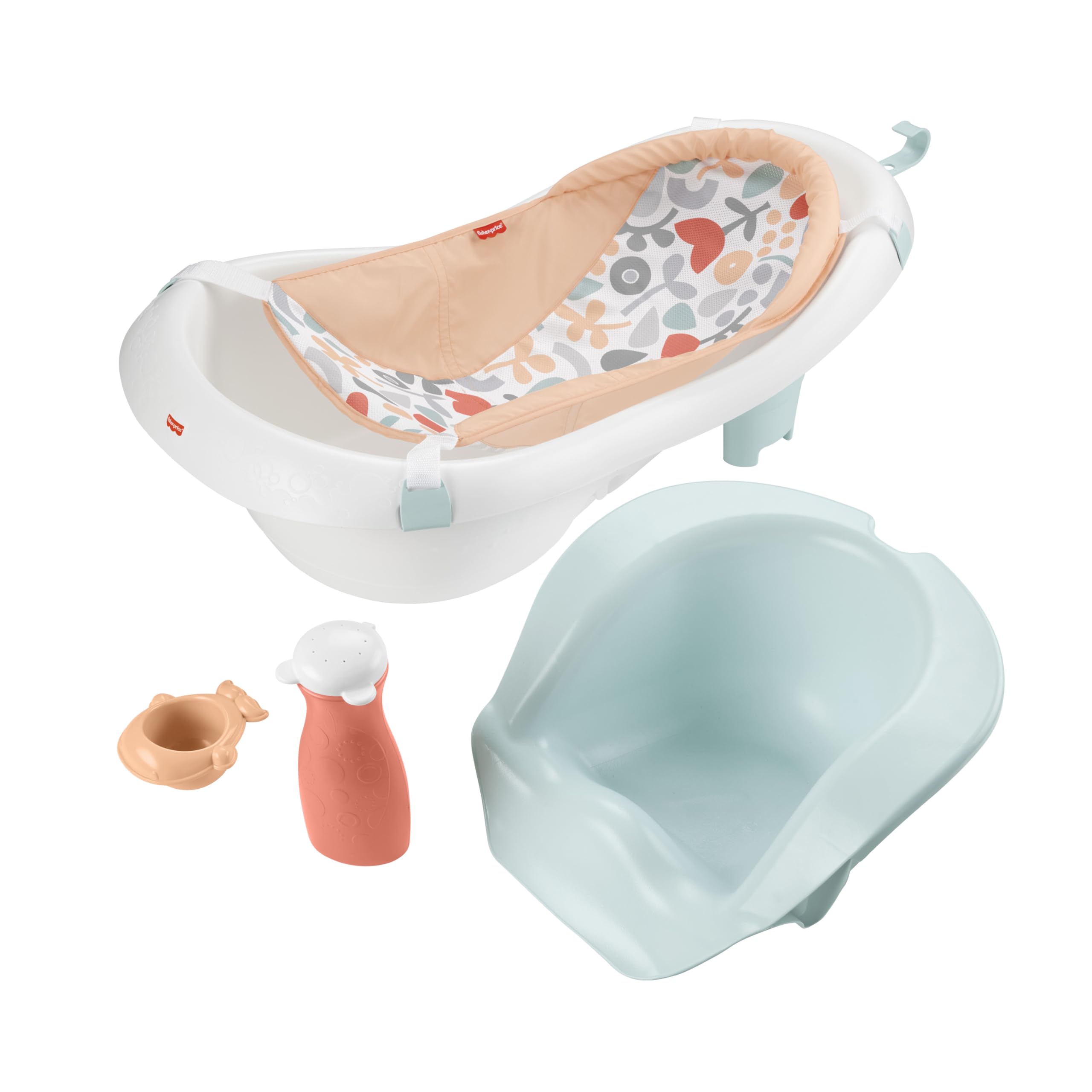 Fisher-PriceTM Baño para bebés y niños pequeños Bañera 4 en 1 con asiento y cabestrillo con infante extraíble