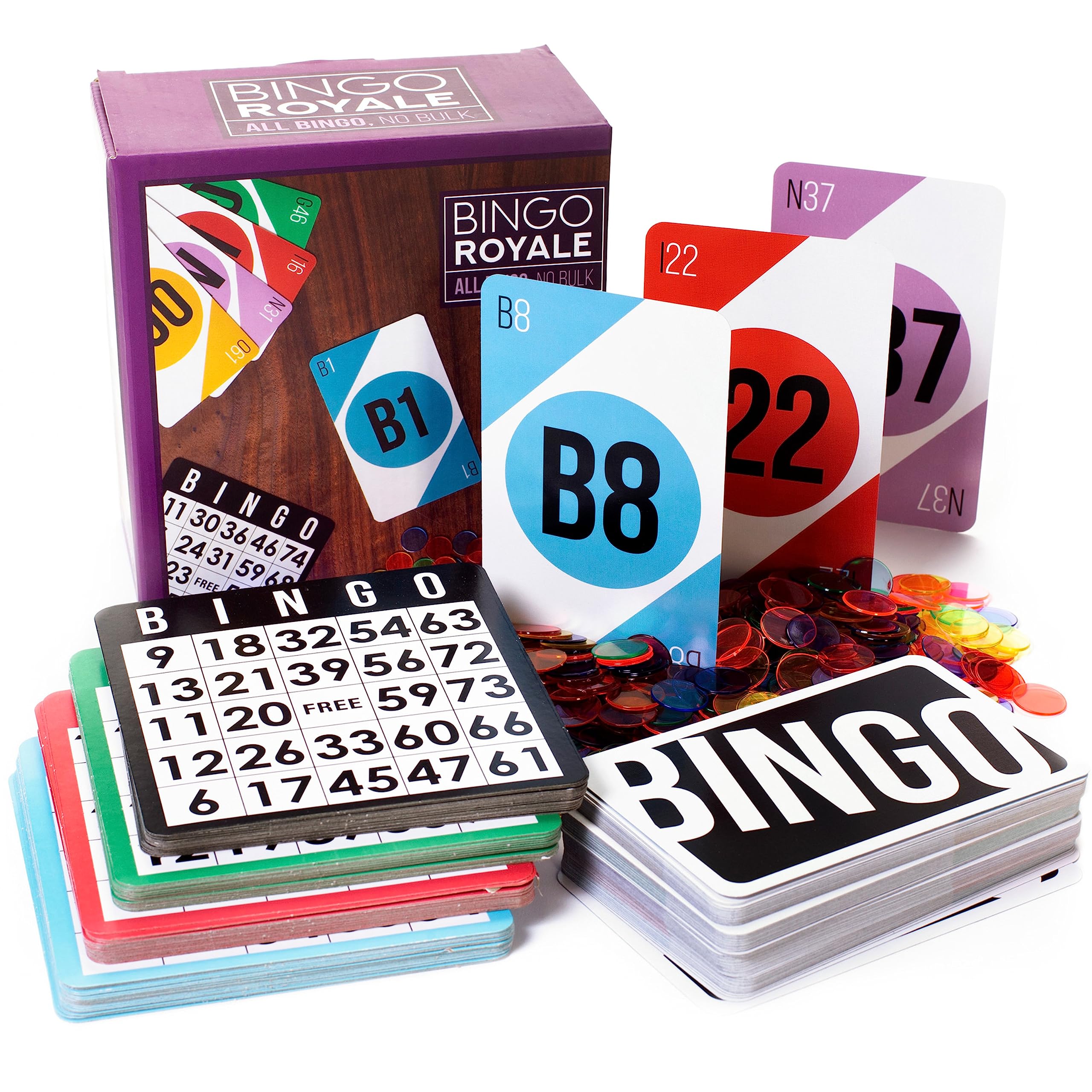 Royal Bingo Supplies Juego de bingo para adultos, personas mayores y familia, 1000 fichas