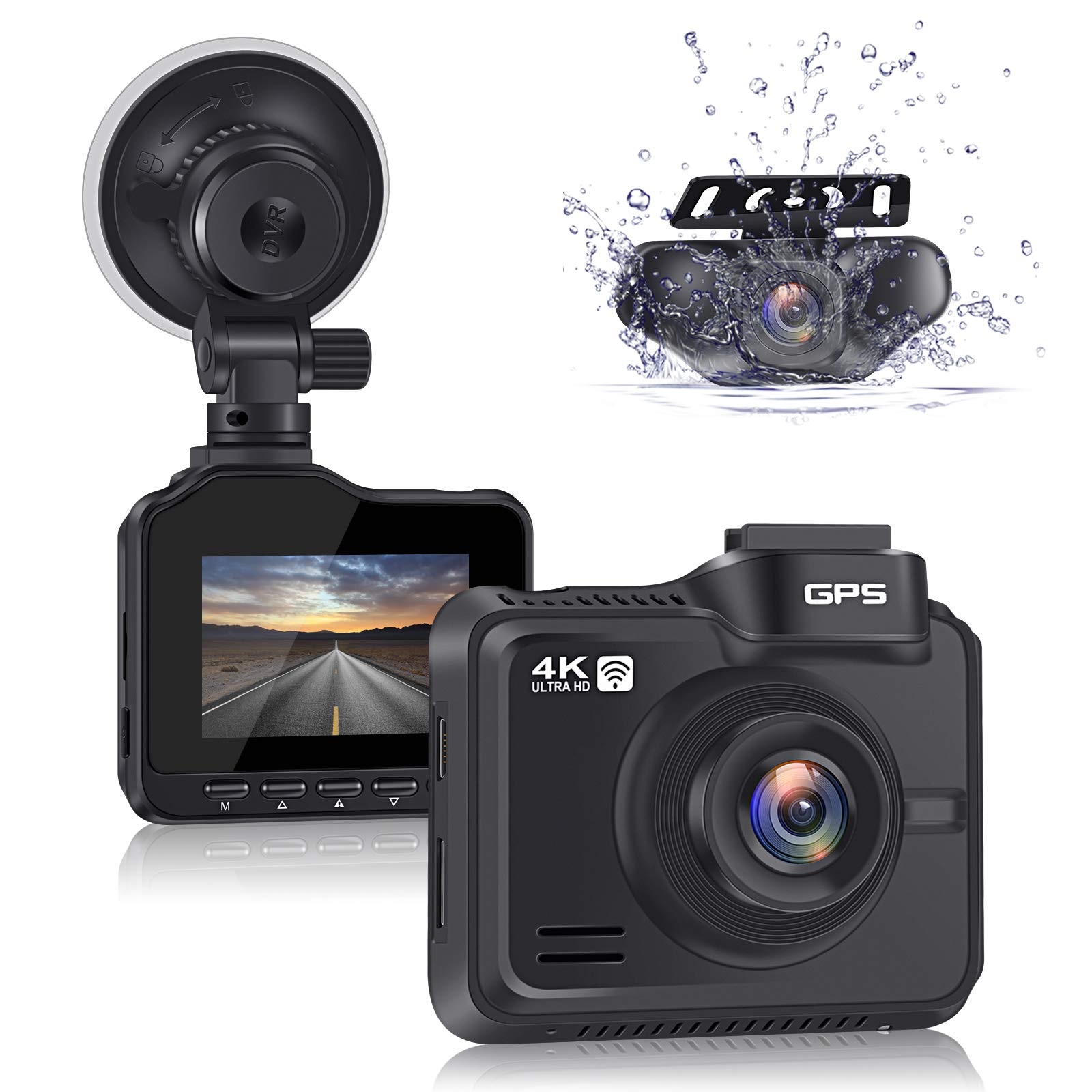 Lifechaser Dual Dash Cam 4K 3840x2160P +1080P Cámara delantera y trasera para automóvil, 8MP CMO