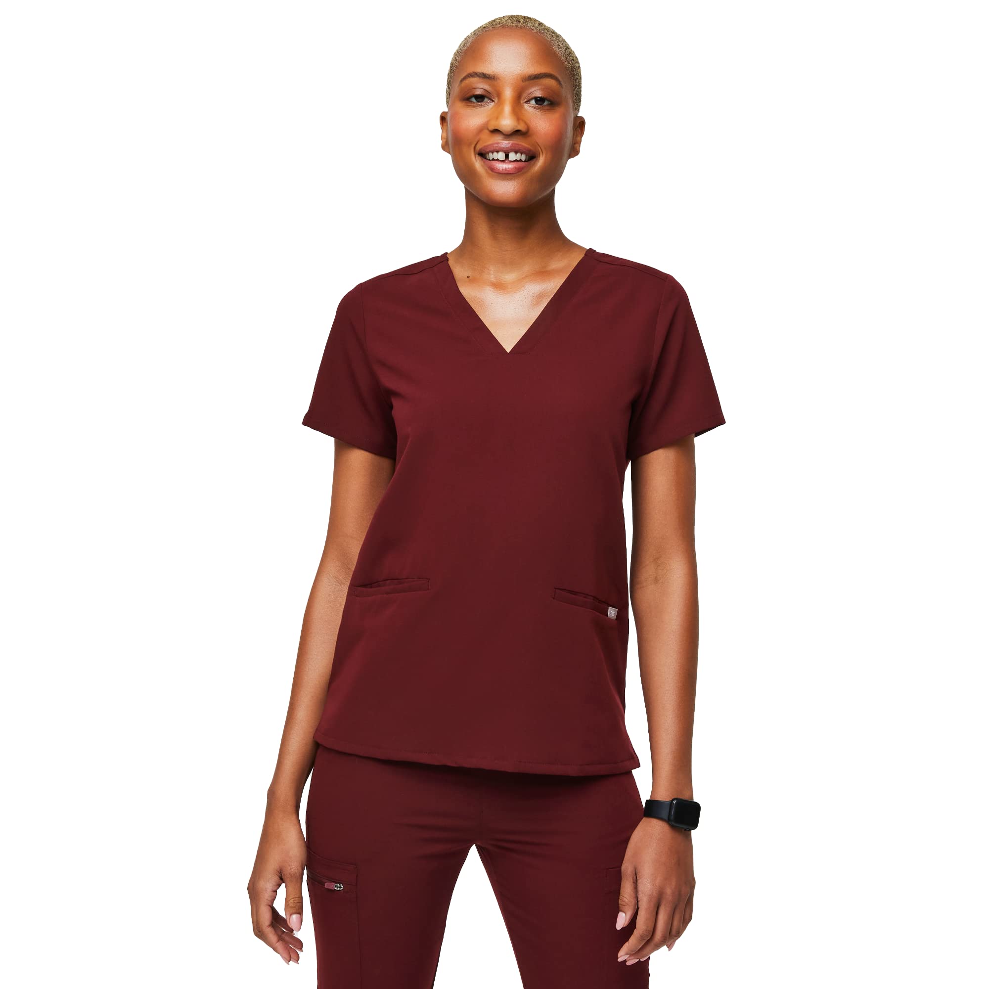 Blusa Médica FIGS Casma de Tres Bolsillos para Mujer - Borgoña, S
