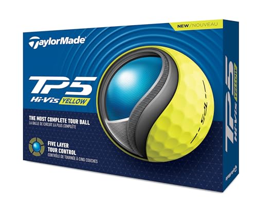 Pelotas de golf Taylormade TM24 TP5, paquete de 12 pelotas, color amarillo