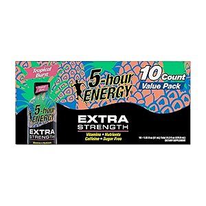 Energía de 5 horas, Shot Extra Strength, Tropical Burst, 1.93 onzas líquidas, 10 unidades