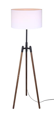 Canarm Sull Lámpara de pie rústica de 1 luz, madera de 62 pulgadas y acabado negro, ajustable