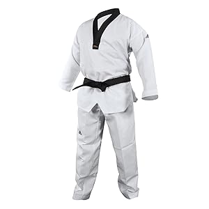 adidas Adi Start II Negro V-Cuello Cinturón Negro Taekwondo Dobok Uniforme - 190