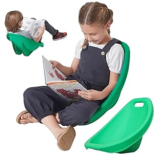 Silla mecedora Scoop para niños, 1 paquete de silla de piso verde con respaldo, plástico