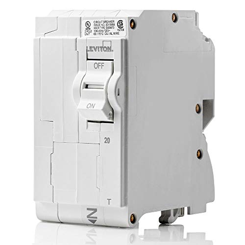 Disyuntor derivador estándar enchufable Leviton, 20 A, 2 polos, magnético térmico, 12