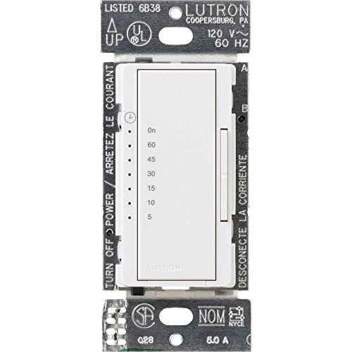 Lutron Maestro Temporizador digital de pared, luz 5A/ventilador 3A, unipolar, MA-T51-WH, W