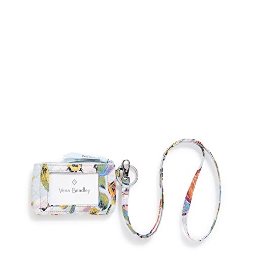 Vera Bradley Combinación de estuche de identificación y cordón de algodón con cremallera para mujer, Sea Air Floral - Recy