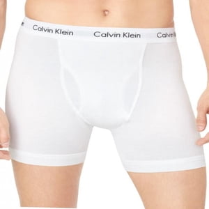 Calvin Klein Calzoncillos tipo bóxer elásticos de algodón para hombre, paquete de 3, blanco, grande