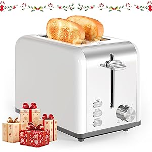 YSSOA Tostadora de acero inoxidable de 2 rebanadas, 6 ajustes de dorado y 3 funciones, extra