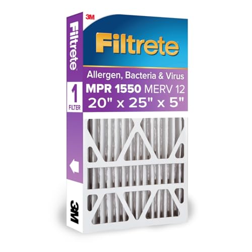 Filtro de aire Filtrete 20x25x5 MERV 12, MPR 1550 Certificado para asma y alergias