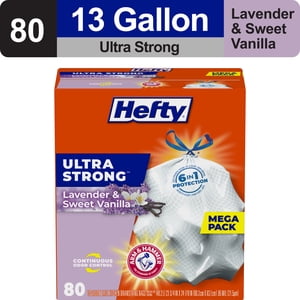 Bolsas de basura Hefty ultrafuertes de 13 galones, bolsas de basura altas para cocina, tamaño de 13 galones,