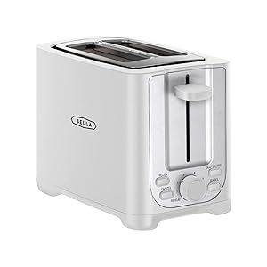 Bella Tostadora de 2 rebanadas con apagado automático - Ranuras extra anchas y bandeja recogemigas extraíble