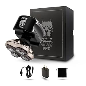 Afeitadora de cabeza y rostro Skull Shaver Pitbull Silver PRO - Eléctrica inalámbrica premium S