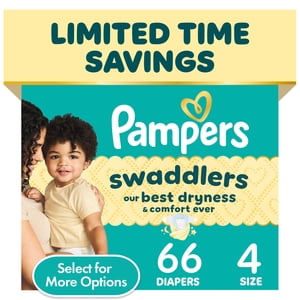 Pañales Pampers Swaddlers, tamaño 4 (15-34 lbs), 150 unidades, hipoalergénicos, absorben
