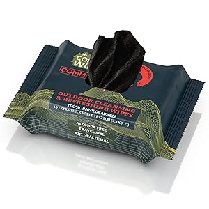 Toallitas húmedas de camuflaje negras sin perfume - Toallitas de combate COMMANDO - Gruesas, biodegradables