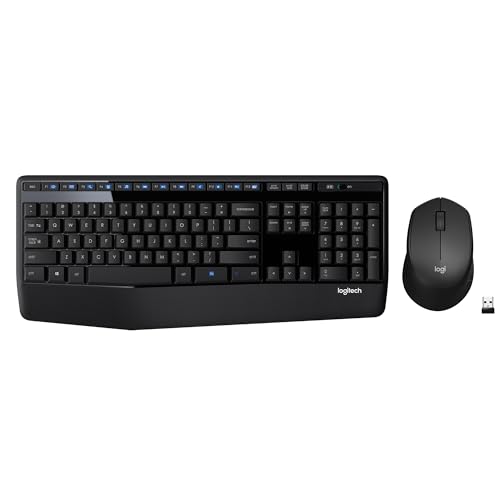 Logitech MK345 Combo de teclado y mouse inalámbricos con reposamuñecas, grabación USB de 2,4 GHz