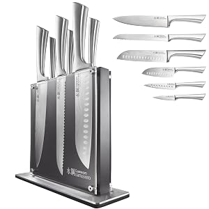 Cuisine::pro Damashiro Knife Block (Kin - Juego de 7 piezas) - Bloque de cuchillos japonés Se