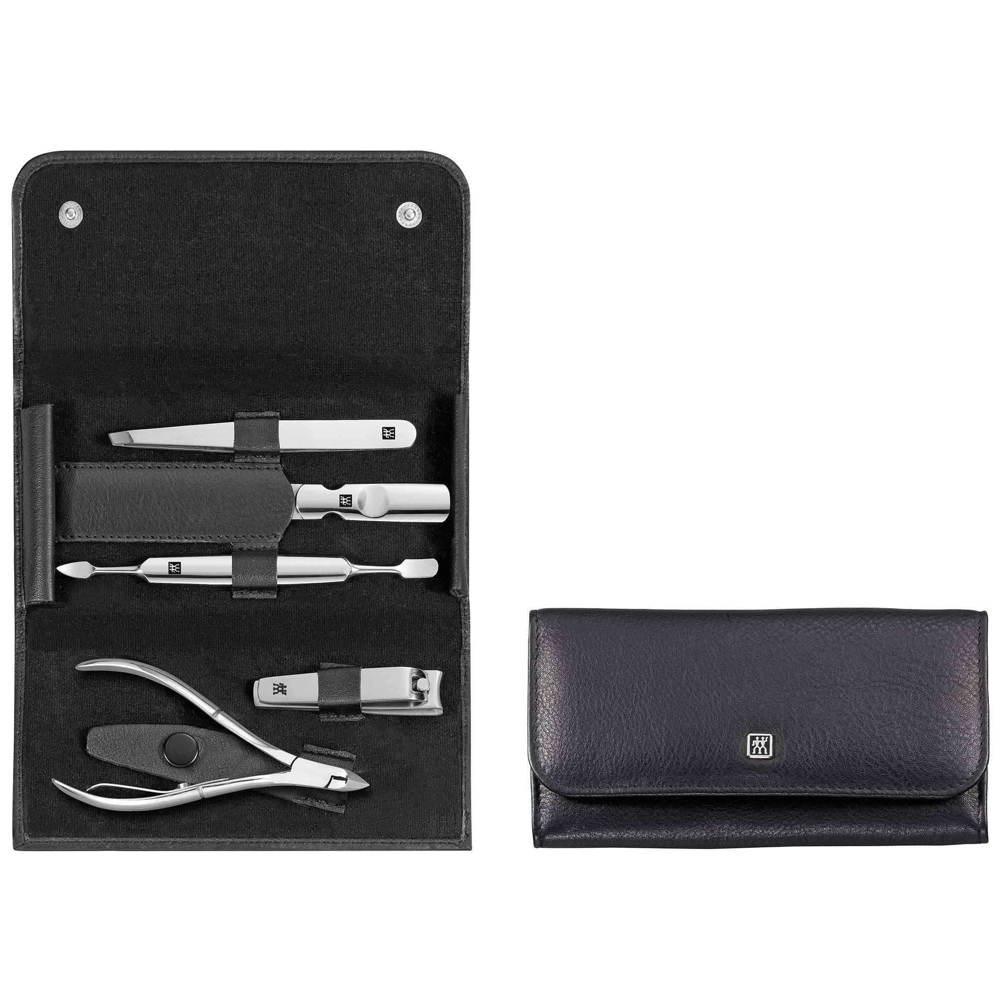 ZWILLING Beauty Classic Inox Set de manicura de 6 piezas con estuche de cuero negro