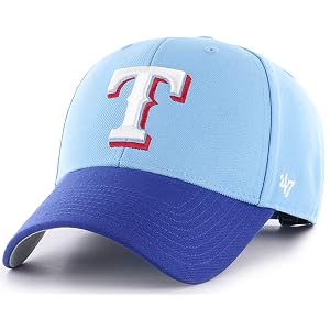 47 MLB Gorra ajustable con logotipo primario de dos tonos MVP, talla única para adultos (Texas