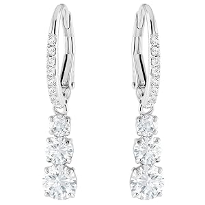 Pendientes redondos Swarovski Attract Trilogy, blanco, baño de rodio