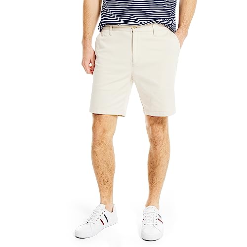 Nautica Pantalones cortos chinos elásticos de 8,5 pulgadas con frente plano y ajuste clásico para hombre, Nauti