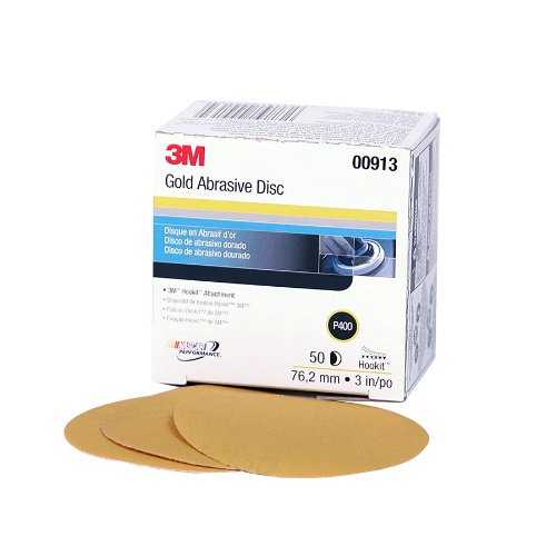 3M 00913 Disco de arena Hookit Gold de 3" P400A, (caja de 50) - Paquete de 4 cajas