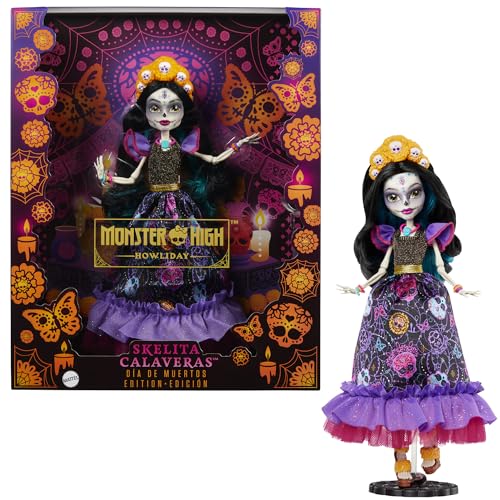 Muñeca Monster High, Skelita Calaveras Dia De Muertos Coleccionable con Tradicional