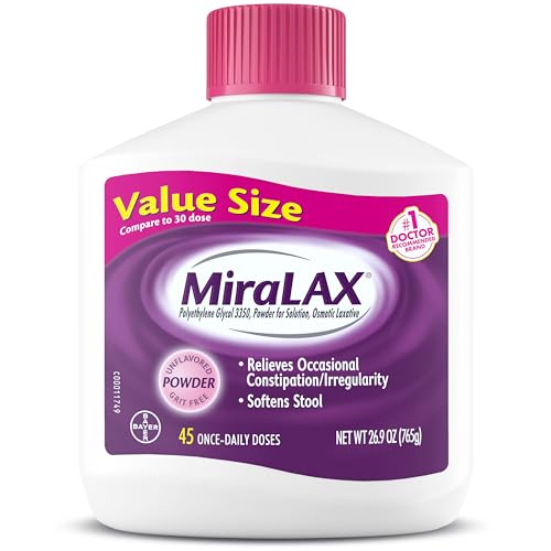 MiraLAX, laxante en polvo, alivio suave del estreñimiento para adultos, suavizante de heces