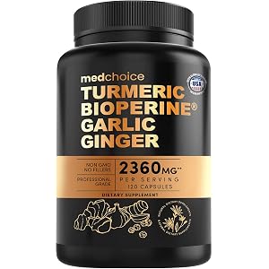 Suplementos de apoyo para las articulaciones de cúrcuma 4 en 1 con ajo y BioPerine - 2360 mg Hola