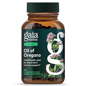 Cápsulas de aceite de orégano de Gaia Herbs - 230 mg de hoja de orégano - Inmunológico y antioxidante