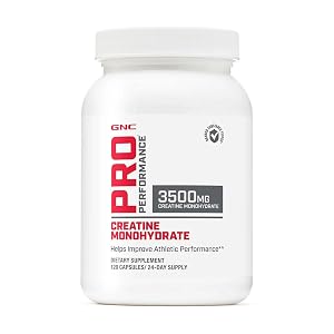 GNC Pro Performance Cápsulas suplementarias de monohidrato de creatina para hombres y mujeres, 3.