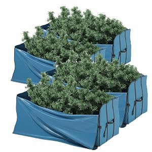 StorageBud Paquete de 4 bolsas de almacenamiento para árboles navideños: se adapta a hasta 7,5 personas. pies alto de vacaciones
