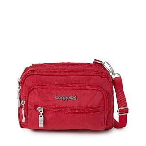 Baggallini Bolso cruzado convertible con triple cremallera para mujer, manzana, talla única EE. UU.