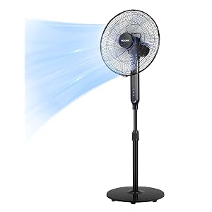 PELONIS Ventilador de pie con pedestal oscilante de 16" | Altura ajustable | Ultra silencioso