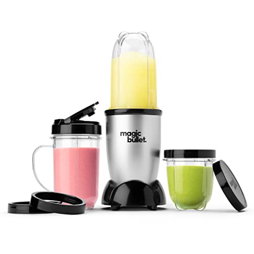 Licuadora Magic Bullet, pequeña, plateada, juego de 11 piezas