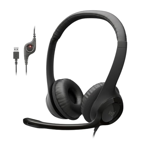 Logitech H390 Auriculares con cable para PC/portátil, auriculares estéreo con cancelación de ruido