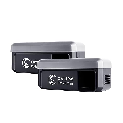 OWLTRA Paquete de 2 trampas eléctricas para roedores OW-7 para interiores y exteriores, eliminación instantánea de roedores Za