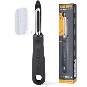 Pelador de verduras giratorio Deiss PRO - Pelador afilado de acero inoxidable con fácil no S